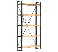 vidaXL Bibliothèque 5 niveaux – Bois solide de manguier 90x30x180 cm