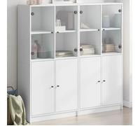 Bibliothèque avec portes blanc 136x37x142 cm bois d ingénierie Blanc G