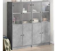 vidaXL Bibliothèque avec portes gris béton 136x37x142 cm