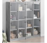 vidaXL Bibliothèque avec Portes, Armoire à Livres avec Poignées, Meuble avec Compartiments de Salon Intérieur, Moderne, Sonoma Gris 3206522 Sonoma gris G