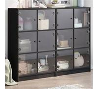 vidaXL Bibliothèque avec Portes, Armoire à Livres avec Poignées, Meuble avec Compartiments de Salon Intérieur, Moderne, Noir 3206511 Noir G