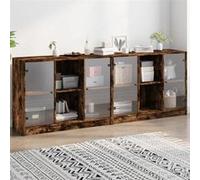 vidaXL Bibliothèque avec Portes, Armoire à Livres avec Rangement, Meuble à Livres Bureau Salon, Moderne, Chêne Fumé Bois 3206535 Marron G