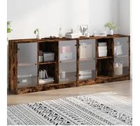 vidaXL Bibliothèque avec Portes, Armoire à Livres avec Rangement, Meuble à Livres Bureau Salon, Moderne, Chêne Fumé Bois 3206535