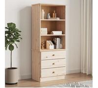 vidaXL Bibliothèque avec Tiroirs, Armoire à Livres, Etagère de Rangement Salon Salle de Séjour Intérieur, Scandinave, Bois Massif de Pin