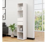 vidaXL Bibliothèque 6 Niveaux, 4 étagères & 2 tiroirs, 36x30x171 cm, Bois reconstitué, Blanc, Meuble de Rangement, Armoire Debout, Mobilier Moderne pour Maison & Bureau