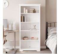 vidaXL Bibliothèque 5 Niveaux, Étagère à Livres avec Rangement, Armoire à Livres, Meuble de Salon Salle de Séjour, Blanc Bois Pin Massif