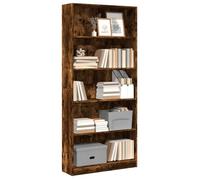 vidaXL Bibliothèque chêne fumé 80x24x176 cm Bois d'ingénierie, étagère à Livres, Porte-Livres, Support à Livres, Armoire de Rangement