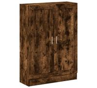 vidaXL Bibliothèque, Étagère à Livres avec 3 Compartiments et 2 Portes, Meuble à Livres avec Rangement, Chêne Fumé Bois d'Ingénierie