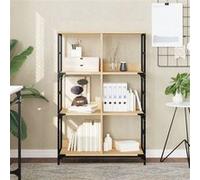 vidaXL Bibliothèque, Étagère à Livres avec 6 Compartiments, Meuble de Rangement Bureau Intérieur, Industriel, Chêne Sonoma Bois d'Ingénierie