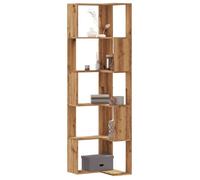 vidaXL Bibliothèque d'angle 5 Niveaux chêne Artisanal Bois ingénierie, étagère à Livres d'angle, vitrine d'angle, Armoire d'angle