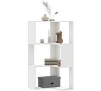 vidaXL Bibliothèque d'angle à 3 Niveaux Blanc Bois d'ingénierie, étagère à Livres d'angle, vitrine d'angle, Armoire d'angle