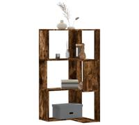 vidaXL Bibliothèque d'angle à 3 Niveaux chêne fumé Bois d'ingénierie, étagère à Livres d'angle, vitrine d'angle, Armoire d'angle