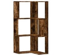 vidaXL Bibliothèque d'angle 3 niveaux chêne fumé Bois d'ingénierie
