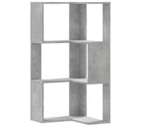 vidaXL Bibliothèque d'angle à 3 Niveaux Gris béton Bois d'ingénierie, étagère à Livres d'angle, vitrine d'angle, Armoire d'angle