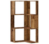 vidaXL Bibliothèque d'angle à 3 Niveaux Vieux Bois Bois d'ingénierie, étagère à Livres d'angle, vitrine d'angle, Armoire d'angle