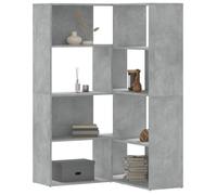 vidaXL Bibliothèque d'angle à 4 Niveaux Gris béton Bois d'ingénierie, étagère à Livres d'angle, vitrine d'angle, Armoire d'angle