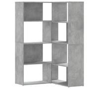 vidaXL Bibliothèque d'angle à 4 Niveaux Gris béton Bois d'ingénierie, étagère à Livres d'angle, vitrine d'angle, Armoire d'angle