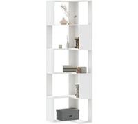 vidaXL Bibliothèque d'angle à 5 Niveaux Blanc Bois d'ingénierie, étagère à Livres d'angle, vitrine d'angle, Armoire d'angle