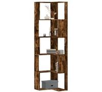vidaXL Bibliothèque d'angle à 5 Niveaux chêne fumé Bois d'ingénierie, étagère à Livres d'angle, vitrine d'angle, Armoire d'angle