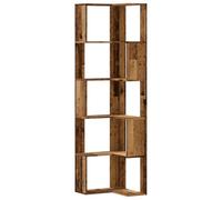 vidaXL Bibliothèque d'angle à 5 Niveaux Vieux Bois Bois d'ingénierie, étagère à Livres d'angle, vitrine d'angle, Armoire d'angle