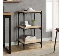 vidaXL Bibliothèque, Étagère à Livres à 3 Niveaux, Meuble de Rangement Bureau Salle de Séjour, Moderne, Chêne Sonoma Bois d'Ingénierie Acier Marron G