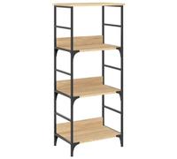 vidaXL Bibliothèque, Étagère à Livres avec 3 Compartiments, Meuble de Rangement Bureau Intérieur, Industriel, Chêne Sonoma Bois d'Ingénierie