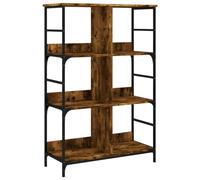 vidaXL Bibliothèque, Étagère à Livres avec 6 Compartiments, Meuble de Rangement Bureau Intérieur, Industriel, Chêne Fumé Bois d'Ingénierie