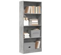 vidaXL Bibliothèque Gris béton 60x24x143 cm Bois d'ingénierie, étagère à Livres, Porte-Livres, Support à Livres, Armoire de Rangement