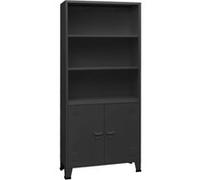 vidaXL Bibliothèque Industrielle Armoire à Livres Étagère sur Pied Meuble de Rangement Bureau Maison Intérieure Anthracite 80x32x180cm Acier Anthracite G