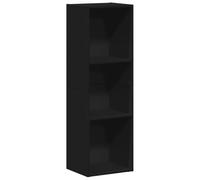 vidaXL Bibliothèque Meuble TV Armoire Basse Meuble de Rangement avec 3 Compartiments Stockage Etagère à Livres Salon Maison Noir Aggloméré