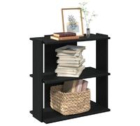 vidaXL Bibliothèque à 3 Niveaux Noir 60x30x60 cm Bois d'ingénierie, étagère, étagère à Livres, étagère de Rangement, Armoire de Rangement