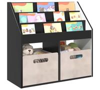 vidaXL Bibliothèque pour Enfants Noir 72,5 x 29,5 x 69 cm, Bibliothèque pour Enfants, Rangement autoportant Moderne, étagère Pratique, unité d'affichage compacte