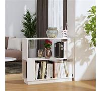 vidaXL Bibliothèque/Séparateur de Pièce Étagère à Livres Meuble de Rangement Cloison de Séparation Salon Blanc 80x25x70 cm Pin Solide