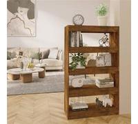 vidaXL Bibliothèque/Séparateur de pièce Chêne fumé Bois d'ingénierie813620 Brun G