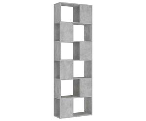 vidaXL Bibliothèque Séparateur de Pièce Cloison de Séparation Armoire à Livres Rangement Diviseur Paravent Gris Béton 60x24x186 cm