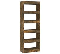vidaXL Bibliothèque Séparateur de Pièce, Étagère à Livres avec Rangement, Meuble à Livres Salon Salle de Séjour, Chêne Fumé Bois d'Ingénierie