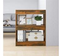 vidaXL Bibliothèque Séparateur de Pièce Etagère à Livres Meuble Armoire de Rangement Cloison de Séparation Salon Chêne Fumé 60x30x72 cm 813599 Brun G