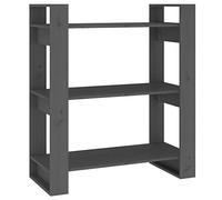vidaXL Bibliothèque Séparateur de Pièce Etagère à Livres Meuble Armoire de Rangement Cloison de Séparation Salon Gris 80x35x91 cm Pin Solide