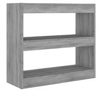 vidaXL Bibliothèque Séparateur de Pièce Etagère à Livres Meuble Armoire de Rangement Cloison de Séparation Salon Sonoma Gris 80x30x72 cm