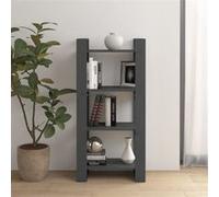 vidaXL Bibliothèque / séparateur de pièce Bois massif Gris 60x35x125 cm