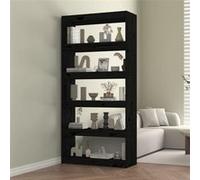 vidaXL Bibliothèque / Séparateur de pièce Pin massif Noir 80x30x167,4 cm