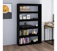vidaXL Bibliothèque/Séparateur Noir Pin Massif