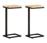 vidaXL Bijzettafels 2 st 31,5x24,5x64,5 cm ruw mangohout321970 Brun G