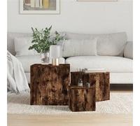 vidaXL Tables d'appoint 3 pcs Chêne fumé Bois d'ingénierie Marron
