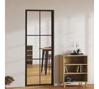 vidaXL Porte intérieure verre ESG et aluminium 76x201,5 cm noir