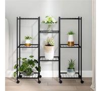 vidaXL Bloemenstandaard met wielen 83x25x83,5 cm ijzer zwart343128 Noir G