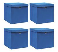 vidaXL Bo?tes de rangement avec couvercle 4 pcs Bleu 32x32x32 cm Tissu