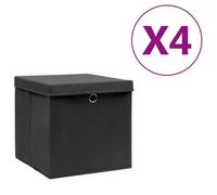 vidaXL Bo?tes de rangement avec couvercles 4 pcs 28x28x28 cm Noir
