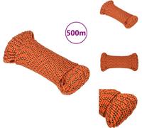 vidaXL Boat rope Orange 5 mm 500 m Polypropylène - Cordes