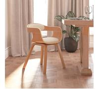 vidaXL Bois Courbé Chaise de Salle à Manger Fauteuil à Dîner Chaise de Repas Siège de Cuisine Meuble de Cuisine Intérieur Crème Similicuir